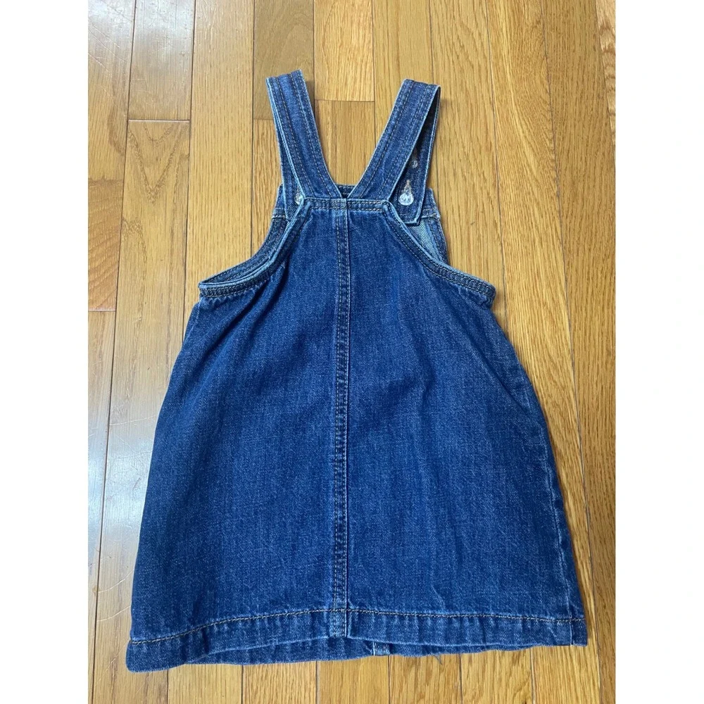 Old Navy Kids Denim Jumper Dress Medium Wash Heart Pockets Blue 2T